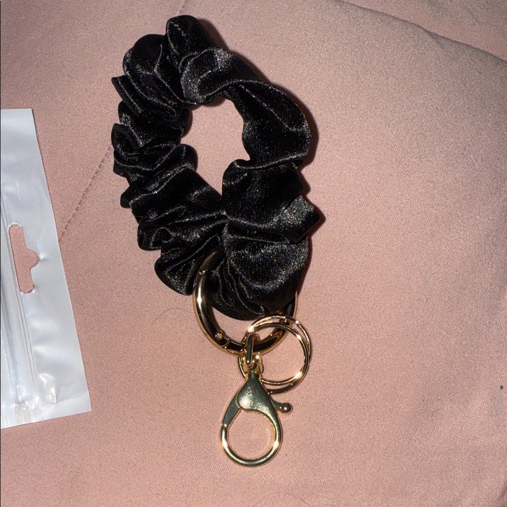 Elegant Black  Scrunchie Keychain